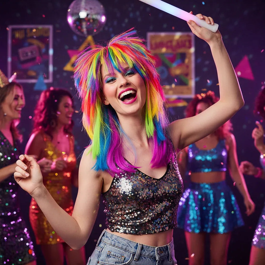 Wicked Costumes 1980s Rainbow Pop Wig - Unisex Fancy Dress - Why Not Shop