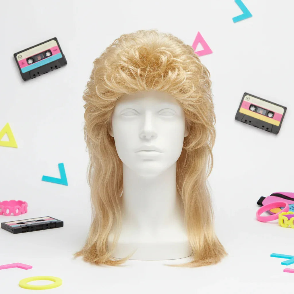 Wicked Costumes 80s Mullet Wig - Blonde Mens Fancy Dress Hairpiece - Why Not Shop