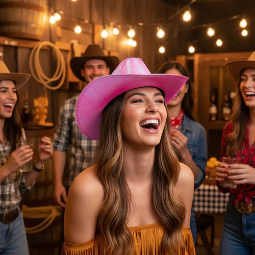 Wicked Costumes Hot Pink Iridescent Cowgirl Hat for Adults - Why Not Shop