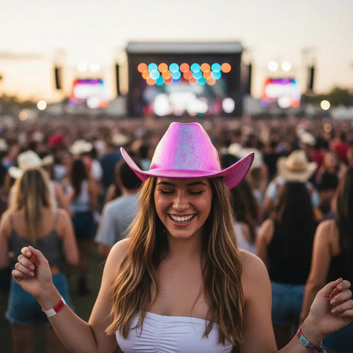 Wicked Costumes Hot Pink Iridescent Cowgirl Hat for Adults - Why Not Shop