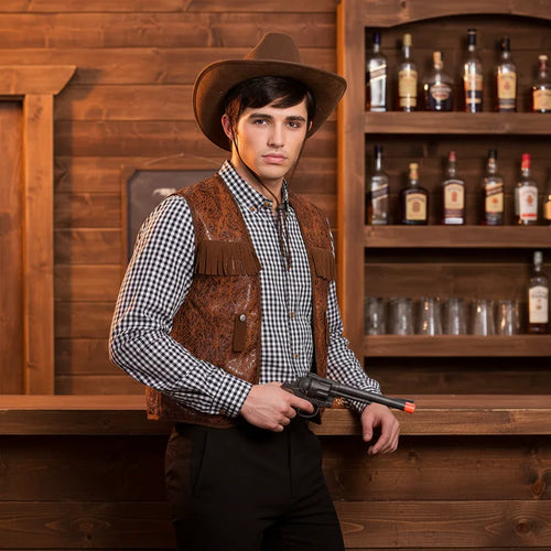 Wicked Costumes Light Brown Cowboy Waistcoat - One Size Fits Most - Why Not Shop