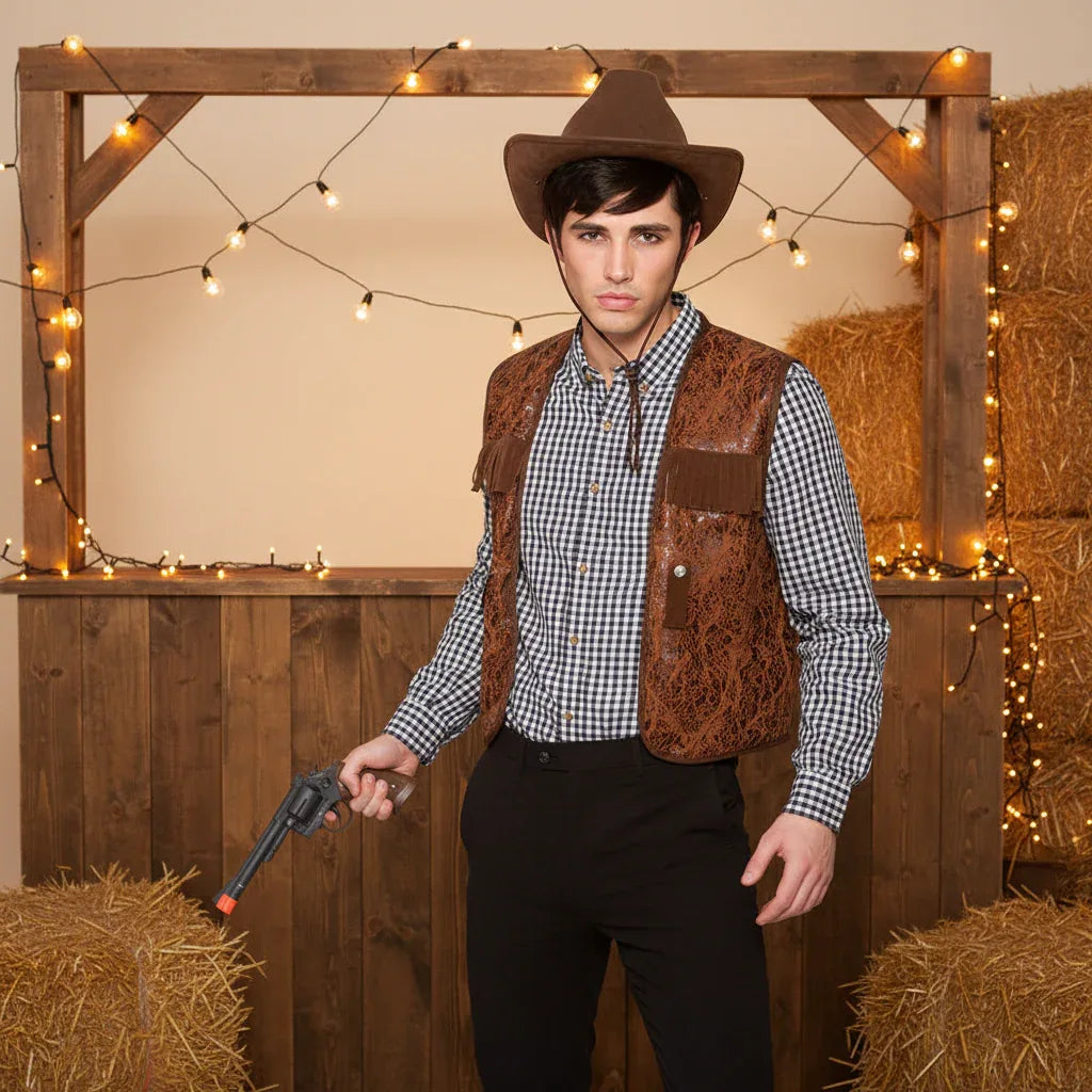 Wicked Costumes Light Brown Cowboy Waistcoat - One Size Fits Most - Why Not Shop