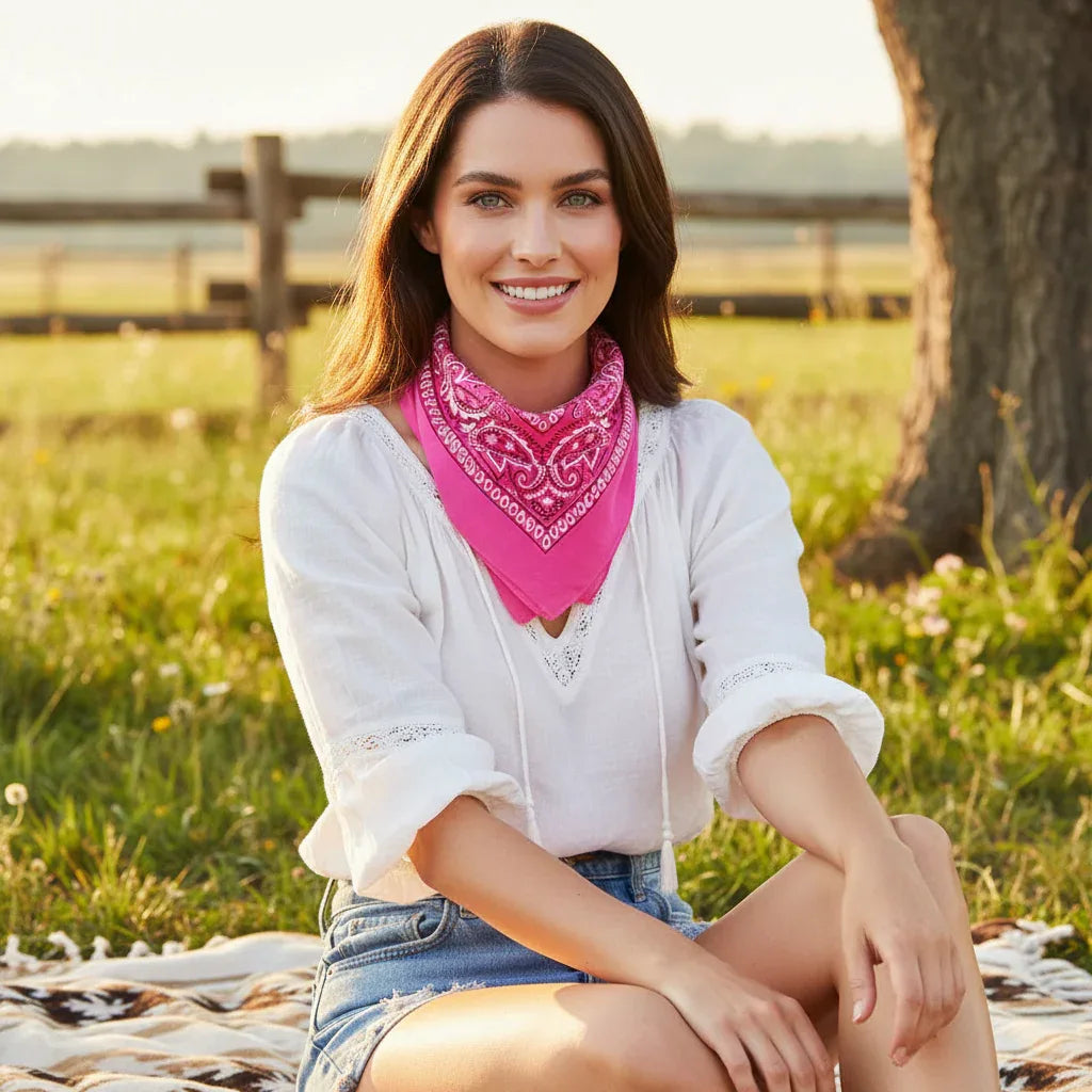 Wicked Costumes Pink Cowboy Bandana - Floral Paisley Design - Why Not Shop