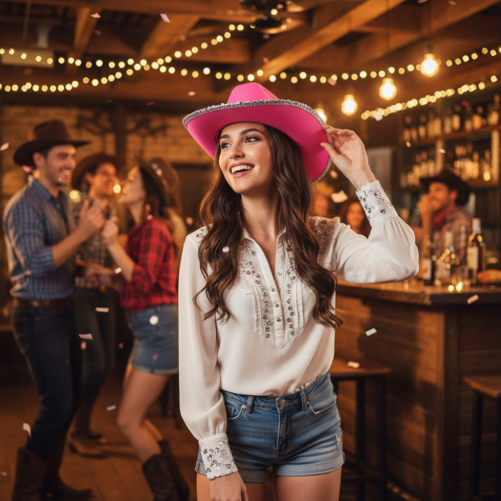 Wicked Costumes Texan Cowgirl Hat - Hot Pink with Silver Sequins | Merthyr Tydfil | Why Not Shop Online