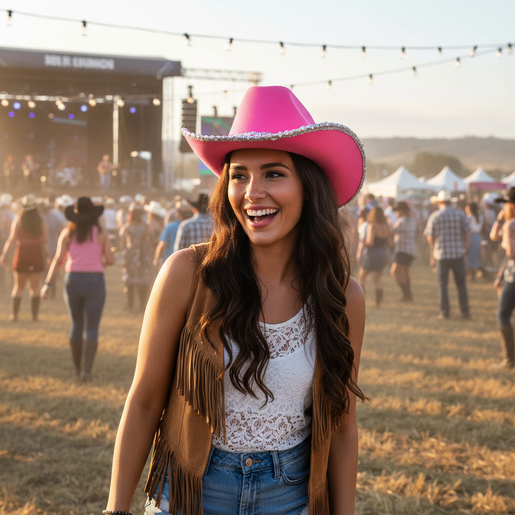 Wicked Costumes Texan Cowgirl Hat - Hot Pink with Silver Sequins | Merthyr Tydfil | Why Not Shop Online