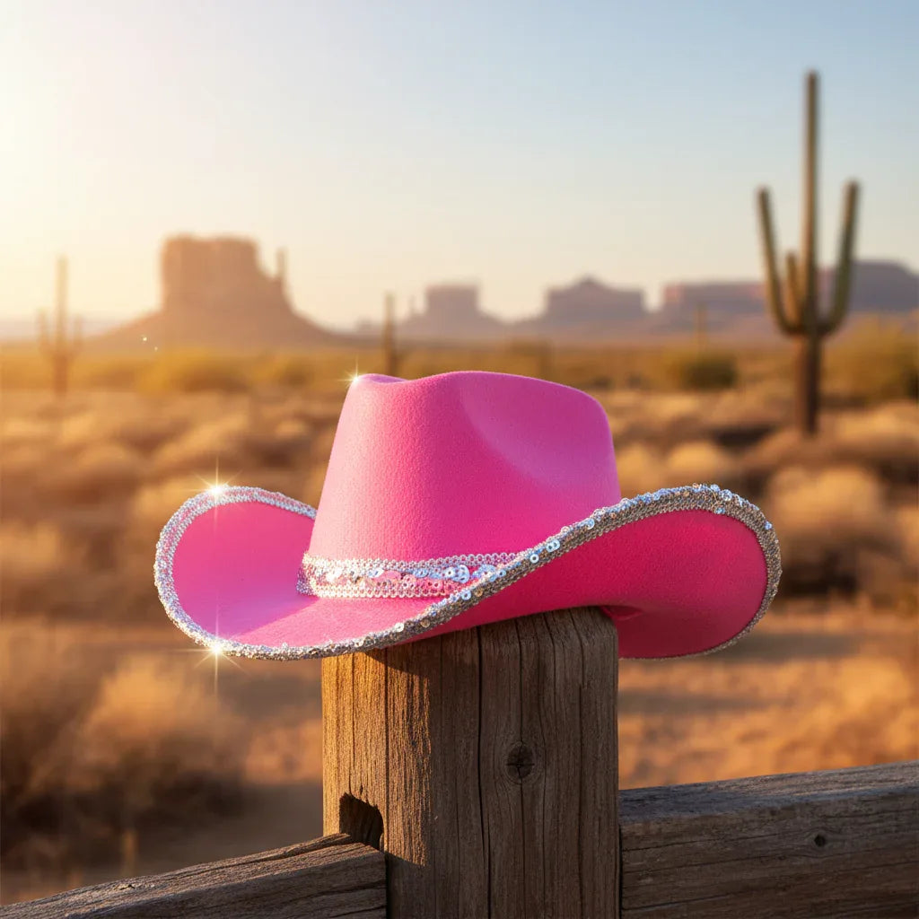 Wicked Costumes Texan Cowgirl Hat - Hot Pink with Silver Sequins - Why Not Shop
