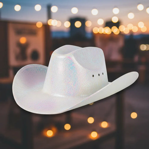 Wicked Costumes White Iridescent Cowgirl Hat - Adult Texan Style - Why Not Shop