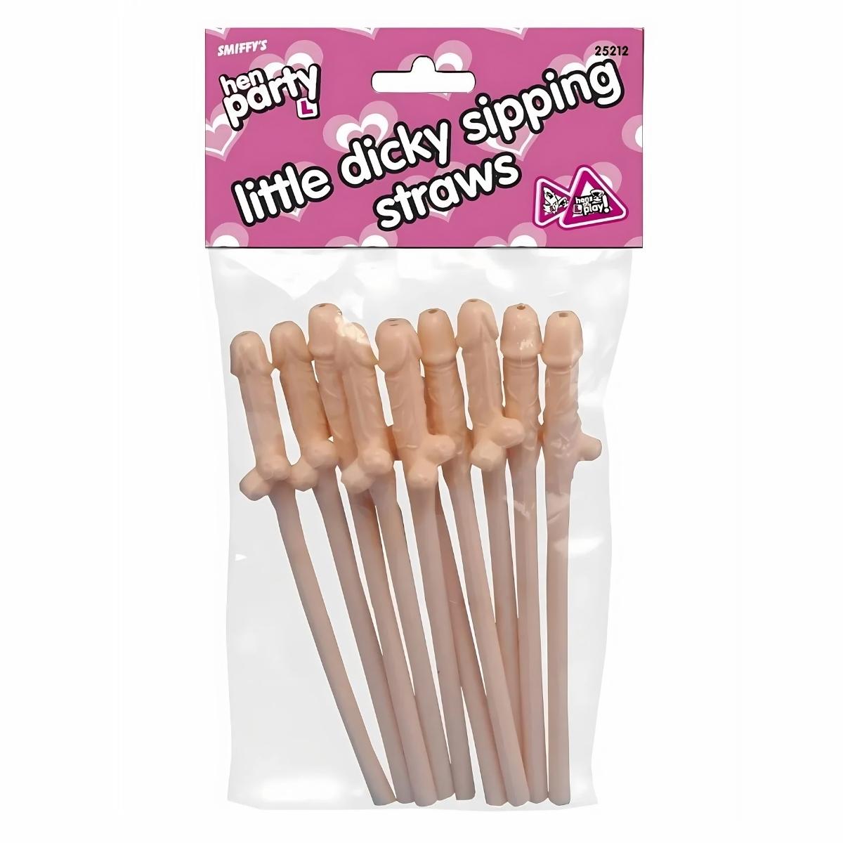 Plastic Hen Party Drinking Straws 10 Pack Nude