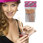 Plastic Hen Party Drinking Straws 10 Pack Nude