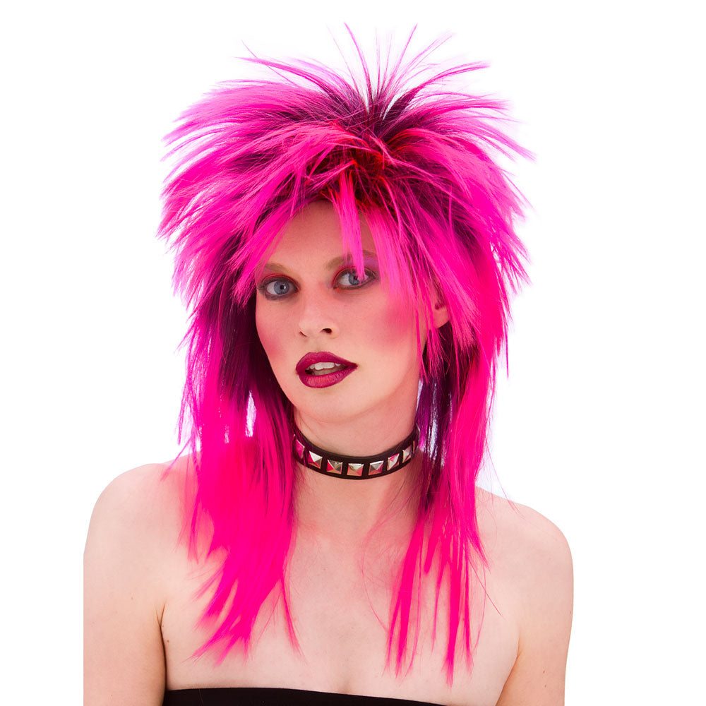 Women's 1980s Spiky Pink Wig