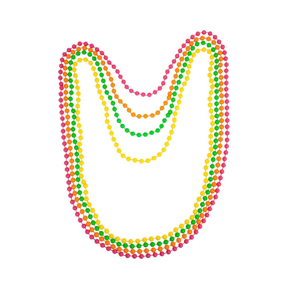 Womens 80's Neon Bead Necklaces 4 Piece Set Pink, Orange, Green, and Yellow | Why Not Shop