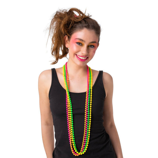 Womens 80's Neon Bead Necklaces 4 Piece Set Pink, Orange, Green, and Yellow | Merthyr Tydfil | Why Not Shop Online