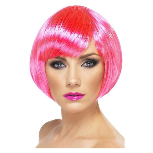 Womens Neon Pink Short Bob Fancy Dress Wigs | Why Not Shop