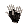 Womens 1980's Short Black Net Gloves