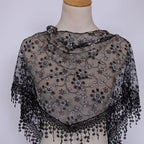 Womens Triangle Lace Scarf Black