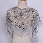 Womens Triangle Lace Scarf Grey