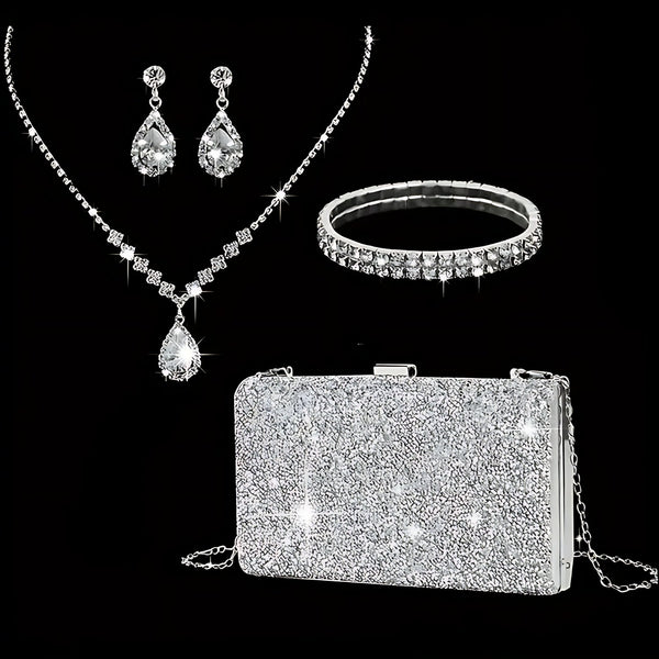 Womens 4 Piece Rhinestone Evening Bag Set | Merthyr Tydfil | Why Not Shop Online