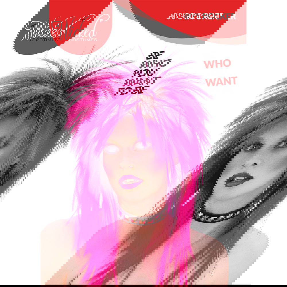 Womens 80's Spiky Pink Fancy Dress Wig | Why Not Shop