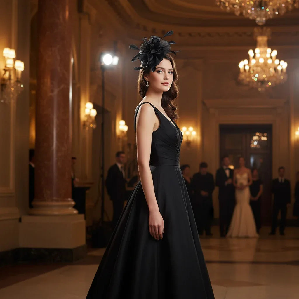 Womens Black Fascinator With Feathers on a Headband and a Clip - Why Not Shop