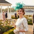 Womens Green Fascinator With Feathers on a Headband and a Clip - Why Not Shop