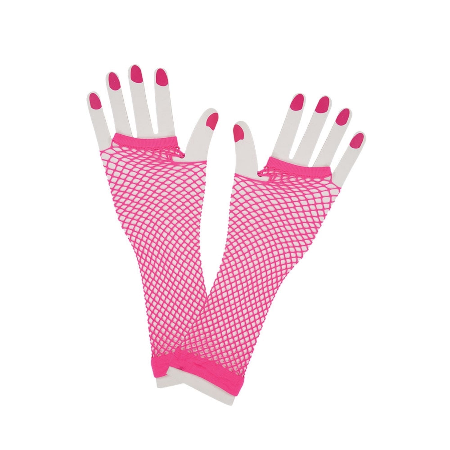 Womens Long 80's Net Gloves - Neon Pink | Why Not Shop