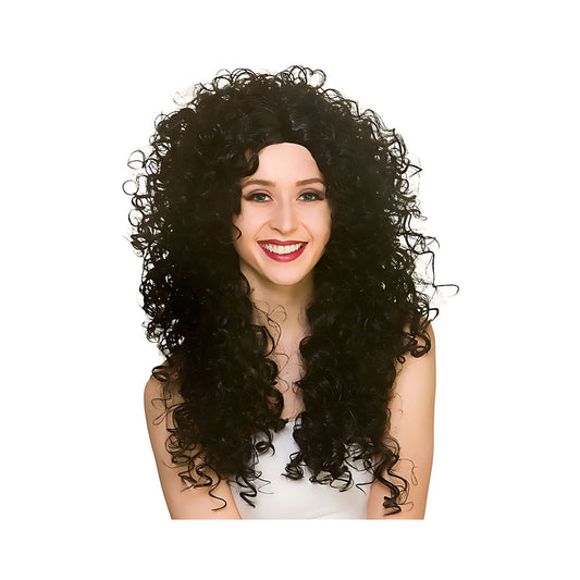 Womens Long Black Curly Fancy Dress Wig - Cher Style | Why Not Shop