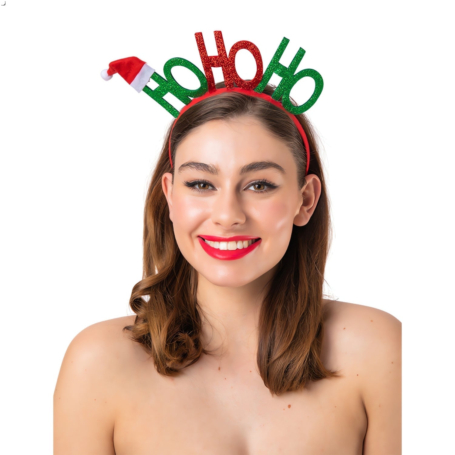 Womens Red And Green Ho Ho Ho on Christmas Hairbands | Why Not Shop