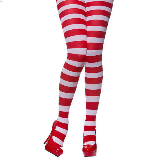 Womens Tights - Red And White Candystripe | Why Not Shop