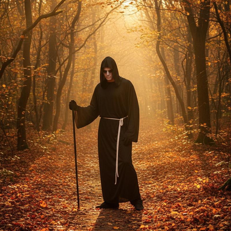 Adults Grim Reaper Costume Black Robe With Hood And Belt | Merthyr Tydfil | Why Not Shop Online