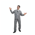 Adults Beetlejuice black and white striped suit with jacket and trousers