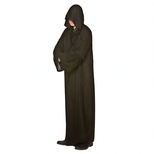 black hooded robe for adults designed for Halloween and costume events