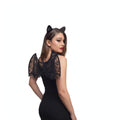 Adults black lace bat wings cape with matching bat ear headband