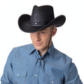 Adults black Texan cowboy hat with cattleman crease crown and bound brim