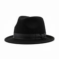 Adults black trilby fedora style hat with pinched crown and short brim