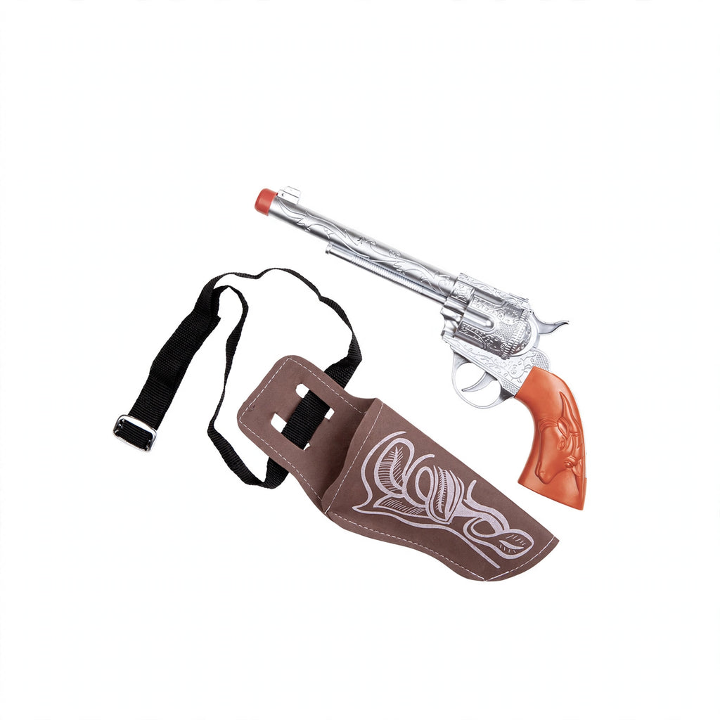 Adults cowboy gun and holster set with distressed leather-look finish and adjustable belt