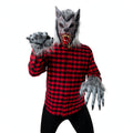 Adults Halloween werewolf mask and claw set in grey