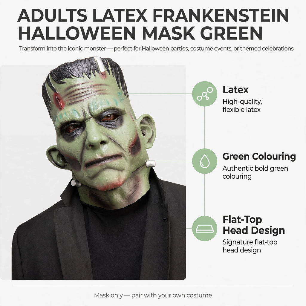 Frankenstein mask features made from latex