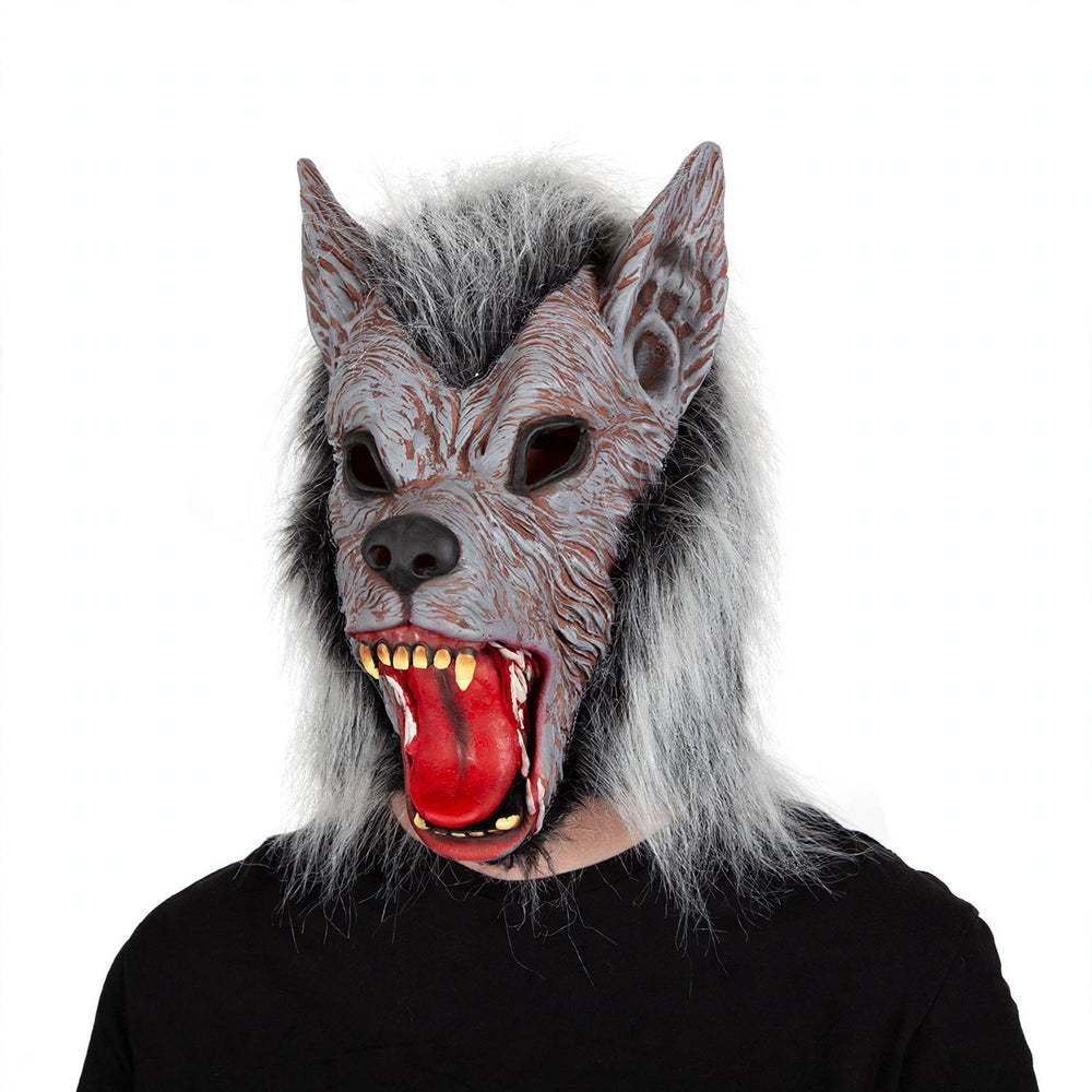 Adults Latex Werewolf Mask in grey with detailed facial features