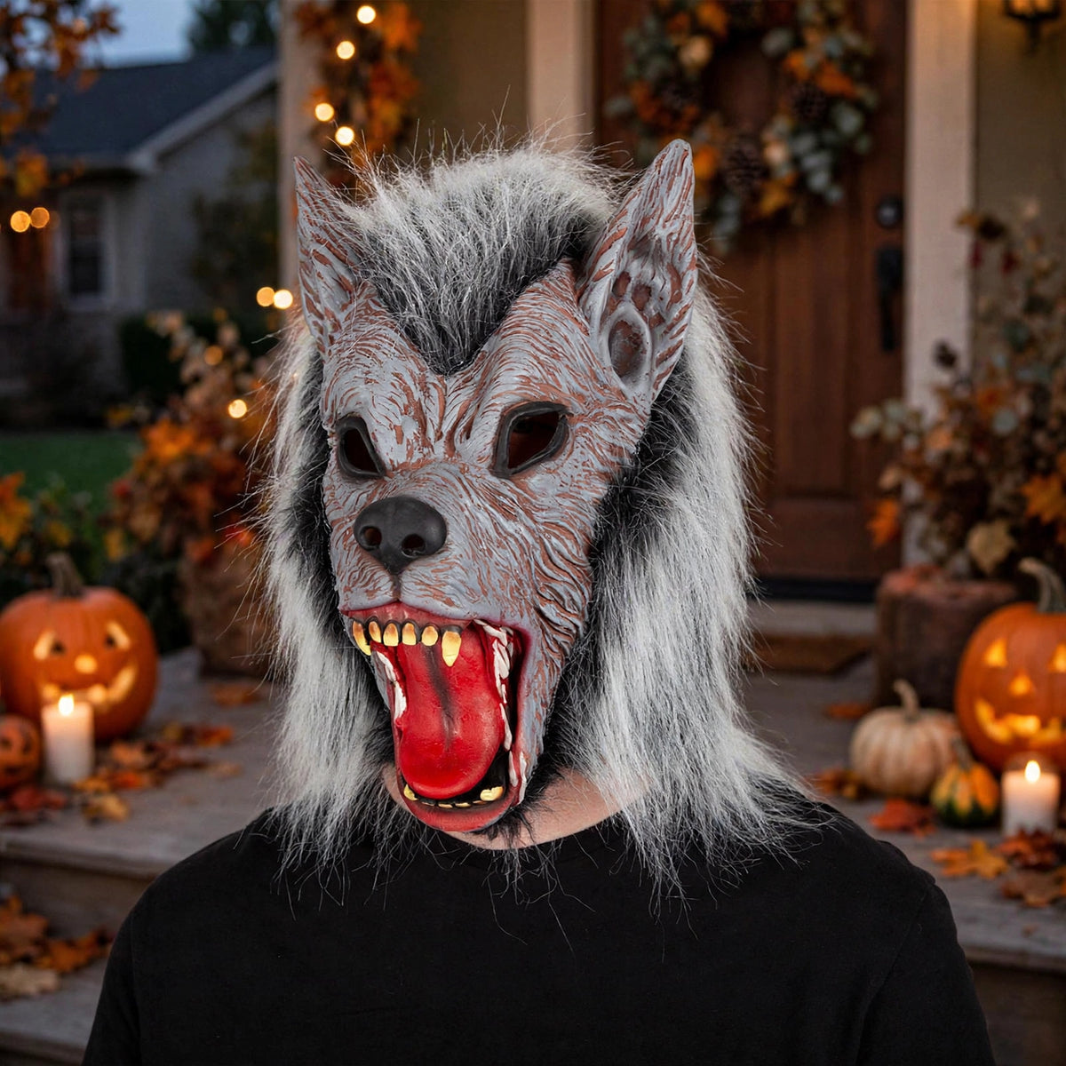 Adults Latex Werewolf Mask being worn for Halloween celebrations