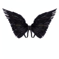 Adults medium black feather angel wings with elastic back straps