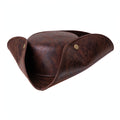 Adults pirate fancy dress hat with distressed look in brown faux leather