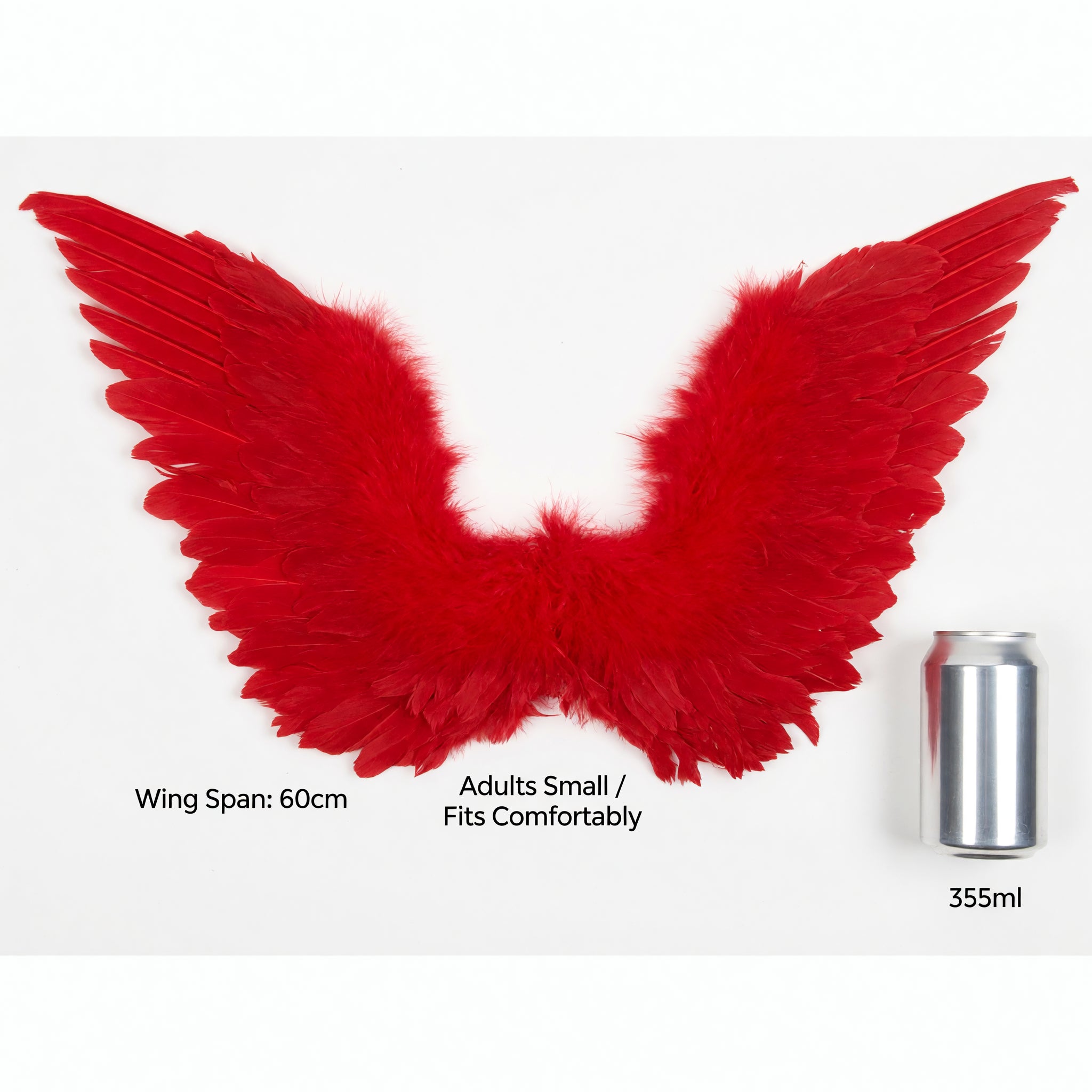 Adults Small Red Feather Angel Wings Wing Span 36x60cm