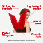 Adults Small Red Feather Angel Wings Wing Span 36x60cm