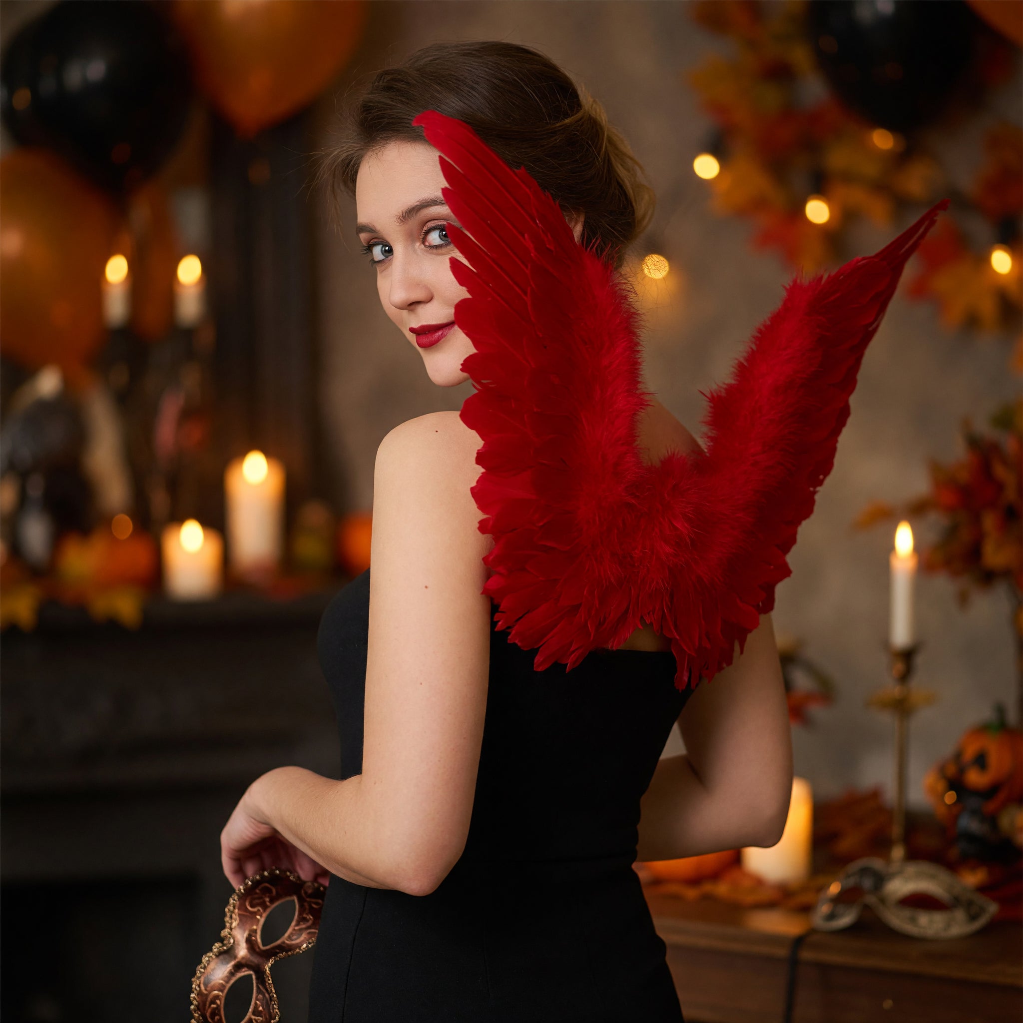 Adults Small Red Feather Angel Wings Wing Span 36x60cm