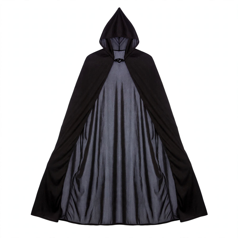 Black hooded cloak for adults with a universal fit