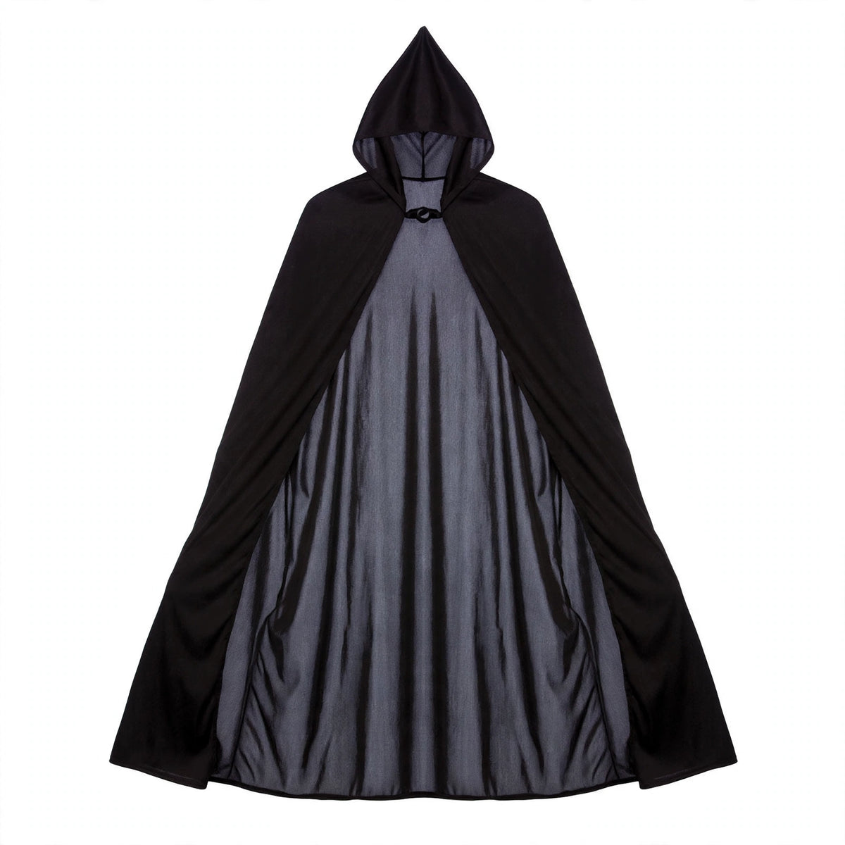 Black hooded cloak for adults with a universal fit