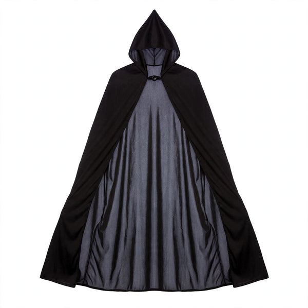 Black hooded cloak for adults with a universal fit