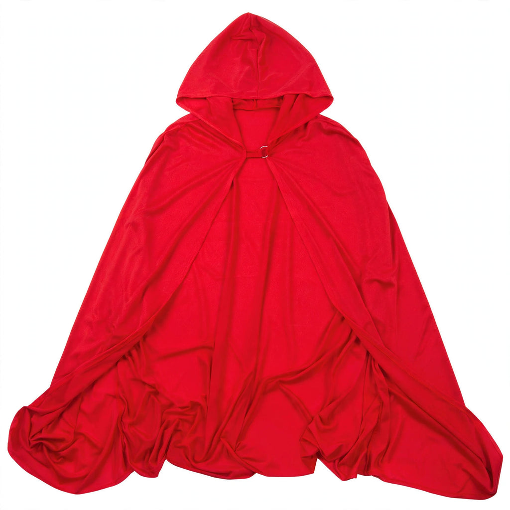 Detail view of the red devil cloak showcasing the rich crimson finish.