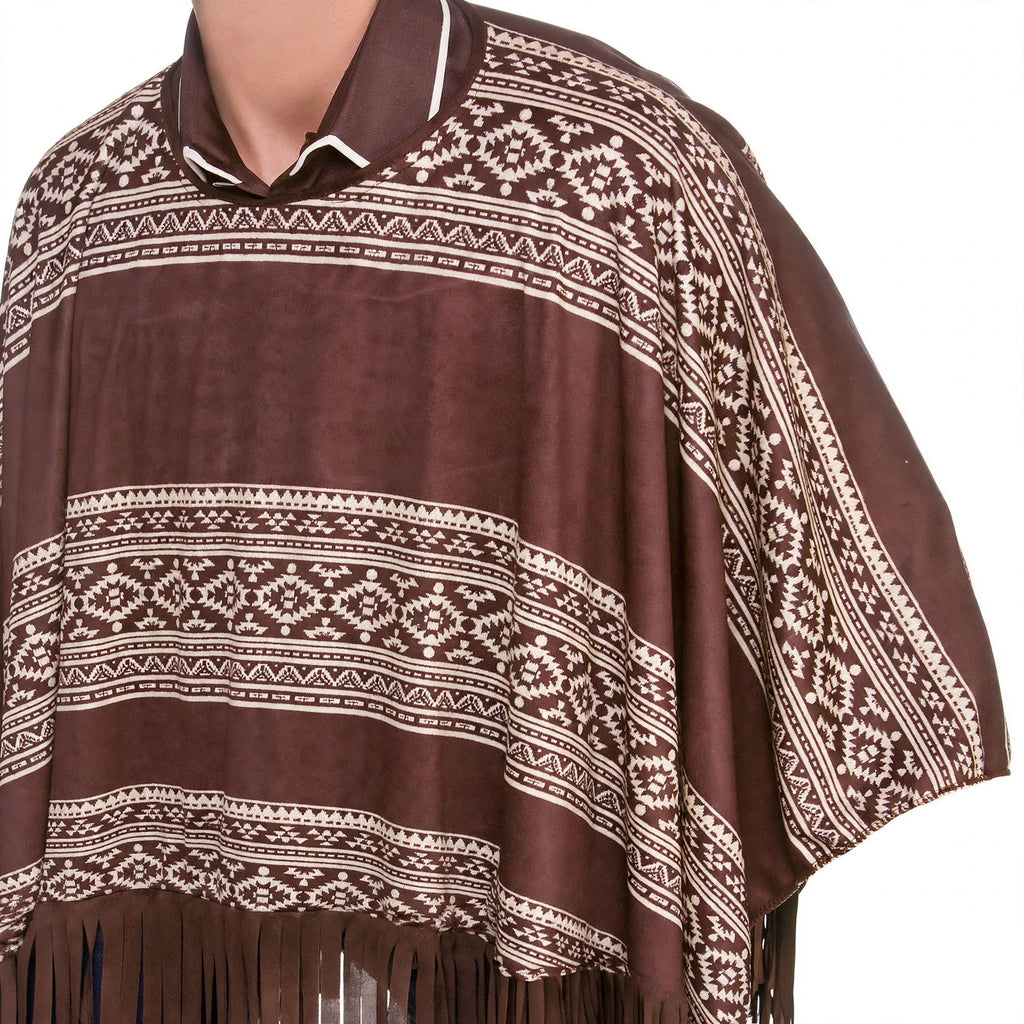 Detail view of the Wicked Costumes Adults Western Cowboy Poncho showcasing the fabric and design