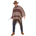 Wicked Costumes Adults Western Cowboy Poncho in brown and cream tones draped on a mannequin